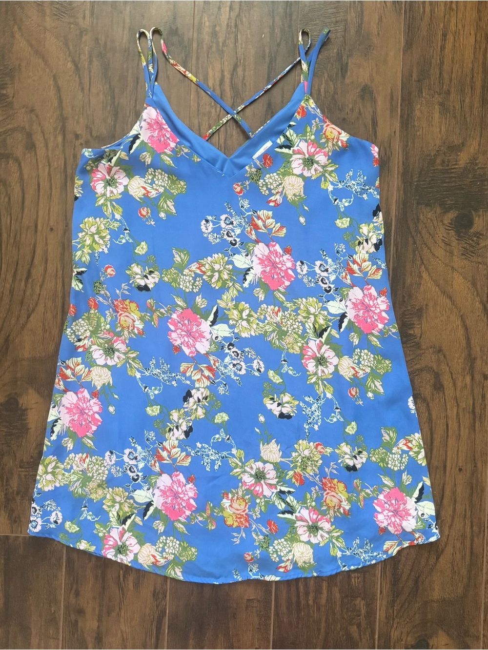 Xhilaration Blue Floral Mini Slip Dress Suze Small
